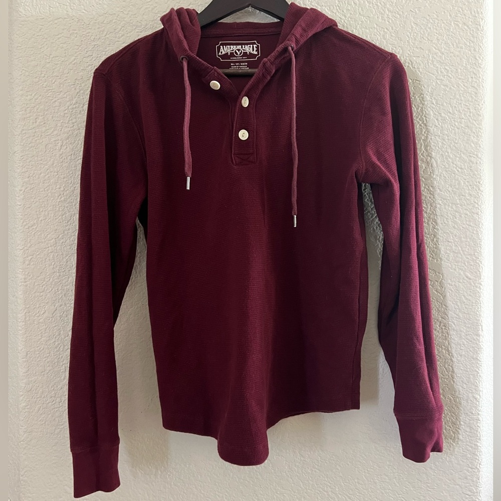 American Eagle Outfitters Maroon Waffle Knit Top